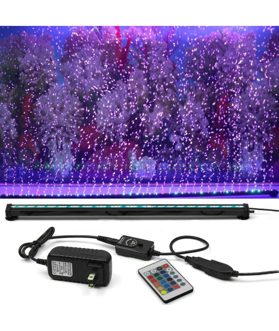 Szminiled 35 Aquarium Light With Air Bubble Hole, 5050 Rgb Led Fish Tank Light With 16 Colors And 4 Modes, Ip68 Waterproof Led Aquarium Lights With Remote Controller For Fish Tank (88Cm)