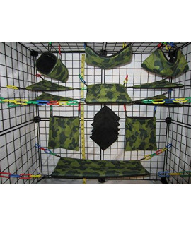 15 Piece Sugar glider cage Set Dark green camo Pattern