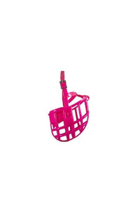 Birdwell Enterprises - Plastic Dog Muzzle with Adjustable Plastic coated Nylon Headstall - Made in The USA - (Large, Pink)