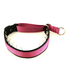 Keeper Collar 1" Wide Hidden Prong with snap - Pink (17")