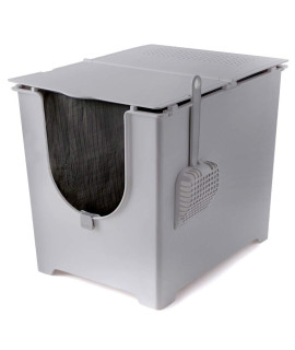 Modkat Flip Litter Box Includes Scoop and Reusable Liner - gray
