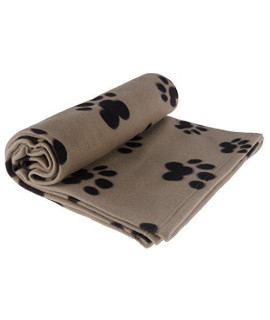 Pet Blanket Large for Dog Cat Animal 60 x 40 Inches Fleece Black Paw Print All Year Round Puppy Kitten Bed Warm Sleep Mat Fabric Indoors Outdoors (Grey Color) by RZA
