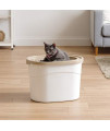 IRIS USA Top Entry Cat Litter Box with Scoop TECL-20, White/Beige, Large