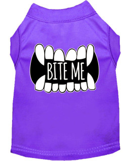 Bite Me Screen Print Dog Shirt Purple Med 12