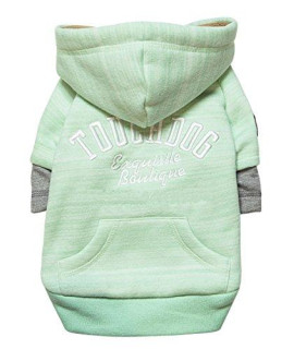 TOUcHDOg Hampton Beach Designer Fashion Ultra-Plush Sand Blasted Pet Dog Hooded Sweater Hoodie Medium green