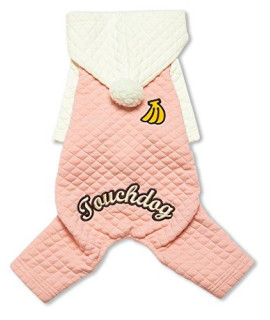 TOUcHDOg Fashion Designer Full Body Quilted PomPom Pet Dog Thermal Hooded Sweater Jacket coat Large Pink