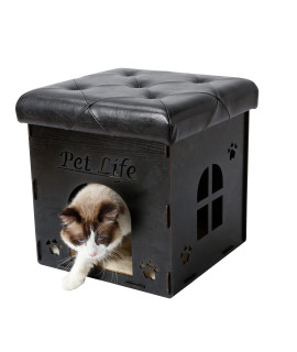 Pet Life Foldaway collapsible cat Furniture Bench - chaise cat Lounge That Doubles as a cat Bed House