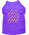 candy cane chevron Paw Rhinestone Dog Shirt Purple Xs 8