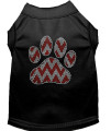 candy cane chevron Paw Rhinestone Dog Shirt Black Xs 8