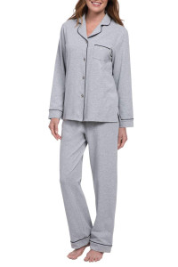Pajamagram Womens PJs cotton Jersey - Soft Pajamas for Women, grey, S, 4-6