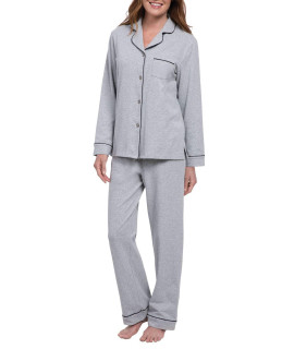Pajamagram Womens PJs cotton Jersey - Soft Pajamas for Women, grey, S, 4-6