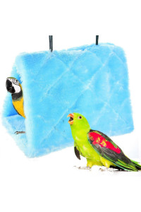 Winter Warm Bird Nest House Shed Hut Hanging Hammock Finch cage Plush Fluffy Birds Hut Hideaway for Hamster Parrot Macaw Budgies Eclectus Parakeet cockatiels cockatoo Lovebird (M, Blue)