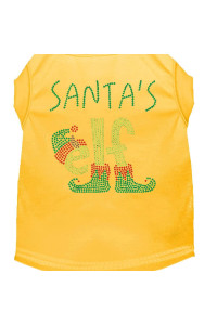 Santas Elf Rhinestone Dog Shirt Yellow XL 16