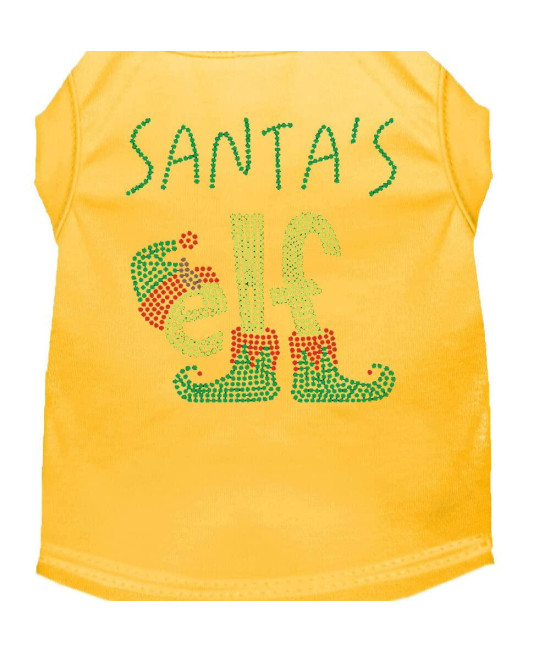 Santas Elf Rhinestone Dog Shirt Yellow XL 16