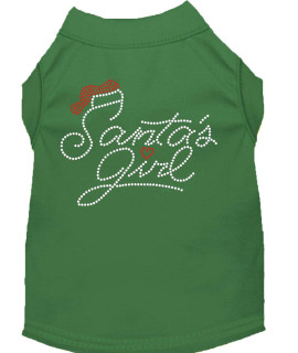 Santas girl Rhinestone Dog Shirt green 14