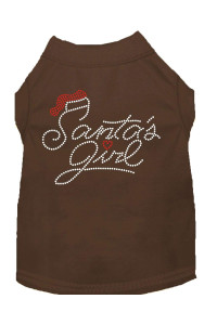 Santas girl Rhinestone Dog Shirt Brown XL 16