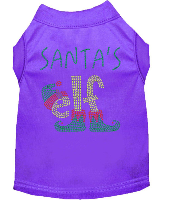 Santas Elf Rhinestone Dog Shirt Purple XXL 18