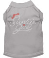 Santas girl Rhinestone Dog Shirt grey XL 16