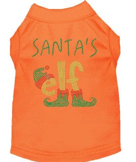 Santas Elf Rhinestone Dog Shirt Orange Med 12