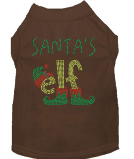 Santas Elf Rhinestone Dog Shirt Brown 14