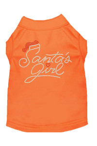 Santas girl Rhinestone Dog Shirt Orange Sm 10