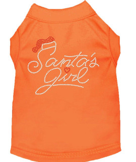 Santas girl Rhinestone Dog Shirt Orange Sm 10