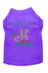 Santas Elf Rhinestone Dog Shirt Purple Sm 10