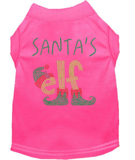 Santas Elf Rhinestone Dog Shirt Bright Pink Med 12