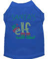 Santas Elf Rhinestone Dog Shirt Blue XL 16