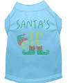 Santas Elf Rhinestone Dog Shirt Baby Blue Sm 10