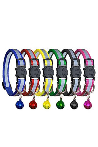 PACCOMFET FUNPET 6 Pcs Breakaway Cat Collar with Reflective Nylon Strip and Bell, Safe and Durable