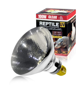 LUcKY HERP 100 Watt UVAUVB Mercury Vapor Bulb High Intensity Self-Ballasted Heat Basking LampBulbLight for Reptile and Amphibian(100W clear)