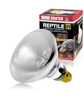 LUcKY HERP 100 Watt UVA UVB Mercury Vapor Bulb Self-Ballasted UV Heat LampBulbLight for Reptile and Amphibian(100W coated)