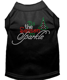 Tis The Season to Sparkle Rhinestone Dog Shirt Black XL 16