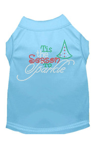 Tis The Season to Sparkle Rhinestone Dog Shirt Baby Blue Xs 8