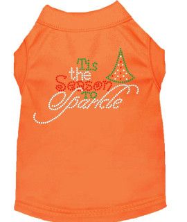 Tis The Season to Sparkle Rhinestone Dog Shirt Orange XL 16