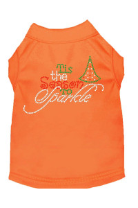Tis The Season to Sparkle Rhinestone Dog Shirt Orange 14