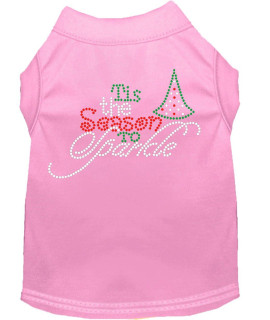 Tis The Season to Sparkle Rhinestone Dog Shirt Light Pink Med 12