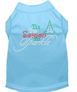 Tis The Season to Sparkle Rhinestone Dog Shirt Baby Blue XL 16
