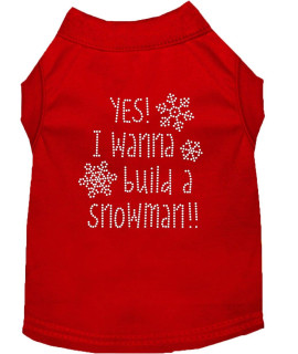 Yes I Want to Build A Snowman Rhinestone Dog Shirt Red 14