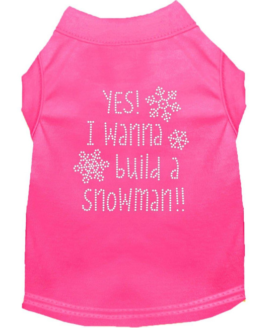 Yes I Want to Build A Snowman Rhinestone Dog Shirt Bright Pink Med 12