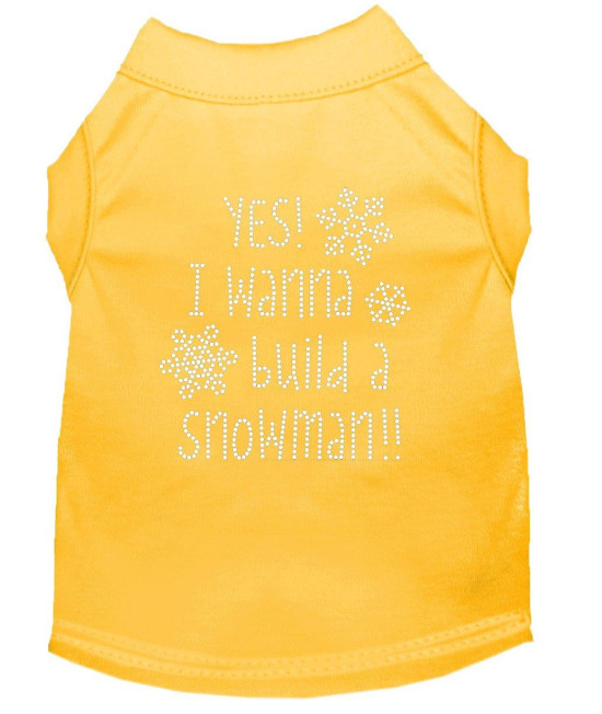 Yes I Want to Build A Snowman Rhinestone Dog Shirt Yellow Xs 8