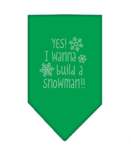 Yes I Want to Build A Snowman Rhinestone Bandana Emerald green Large
