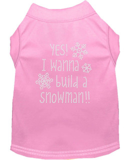 Yes I Want to Build A Snowman Rhinestone Dog Shirt Light Pink XXL 18