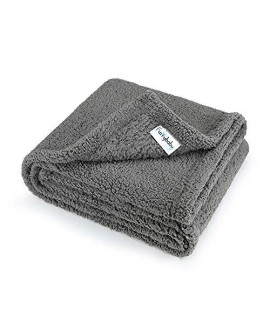 Furrybaby Premium Fluffy Fleece Dog Blanket, Soft And Warm Pet Throw For Dogs & Cats (Medium (3240), Grey Blanket)