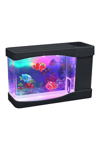 Playlearn Mini Aquarium Artificial Fish Tank With Moving Fish - Usbbattery Powered - Fake Aquarium Toy Fish Tank With 3 Fake Fish
