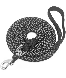 Mycicy 3FT 4FT 6FT 10FT Rope Reflective Dog Leash - Nylon Braided Heavy Duty Strong Dog Training Leash for Large and Medium Dogs Walking Leads (6ft, Black)