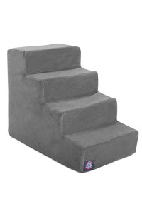 4 Step Gray Velvet Suede Pet Stairs By Majestic Pet Products