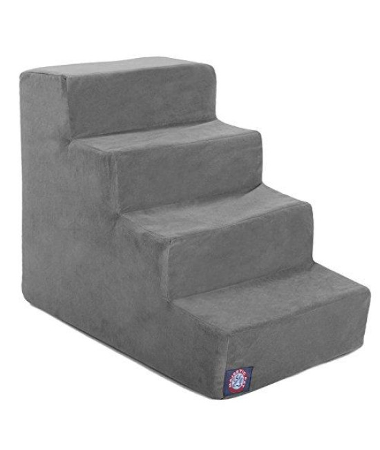 4 Step Gray Velvet Suede Pet Stairs By Majestic Pet Products