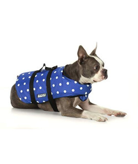 Seachoice Dog Life Vest Adjustable Life Jacket for Dogs wgrab Handle Blue Polka Dot Size Small 15-20 Lbs.
